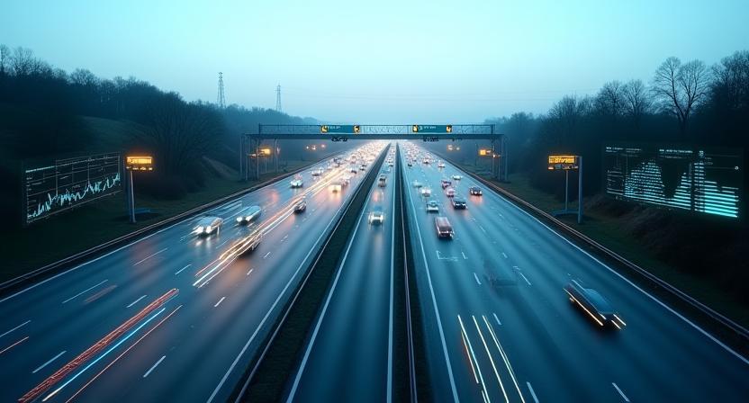 Main German highway with toll analytics visualization